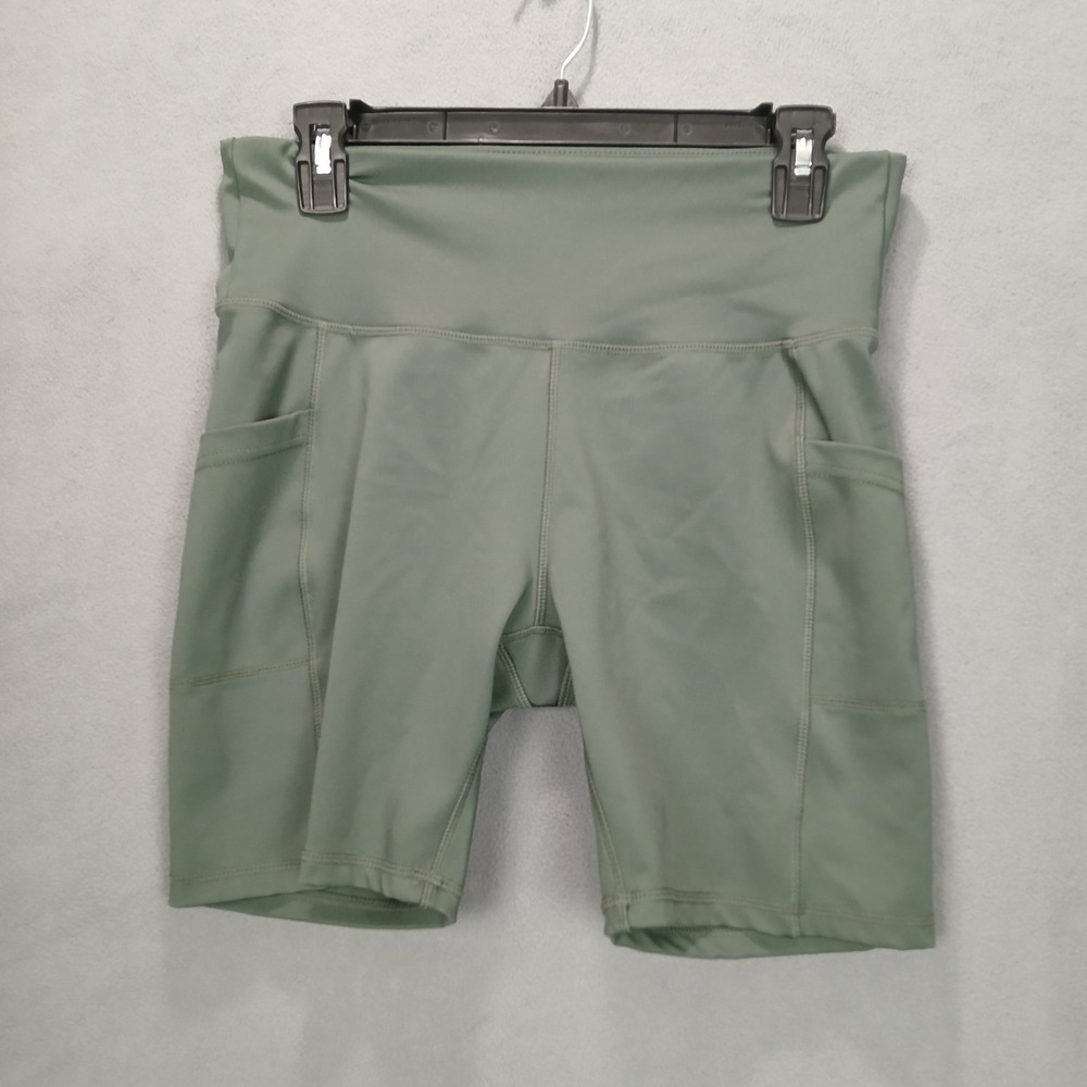 Ebb & Flow Compression‎ Biker Shorts Womens Large Olive Green High Waisted Yoga